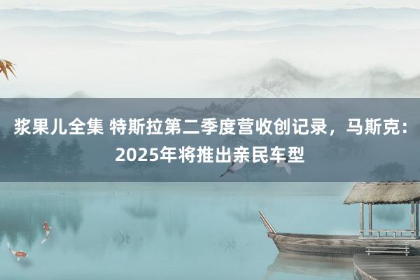 浆果儿全集 特斯拉第二季度营收创记录，马斯克：2025年将推出亲民车型