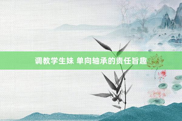 调教学生妹 单向轴承的责任旨趣