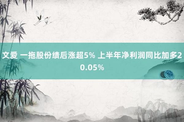 文爱 一拖股份绩后涨超5% 上半年净利润同比加多20.05%