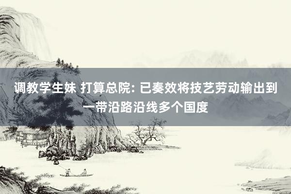 调教学生妹 打算总院: 已奏效将技艺劳动输出到一带沿路沿线多个国度