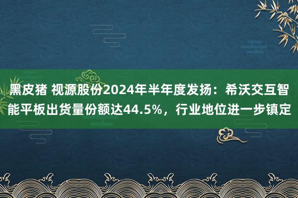 黑皮猪 视源股份2024年半年度发扬：希沃交互智能平板出货量份额达44.5%，<a href=