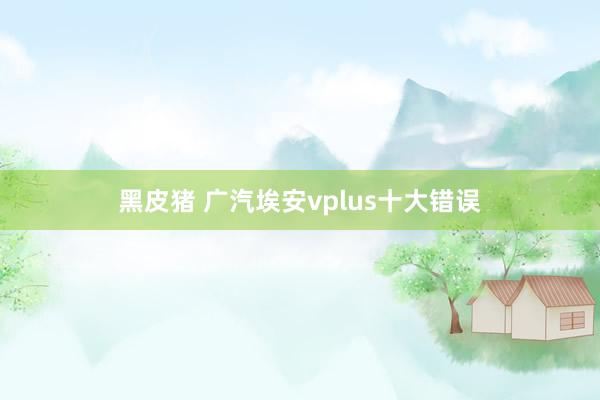 黑皮猪 广汽埃安vplus十大错误