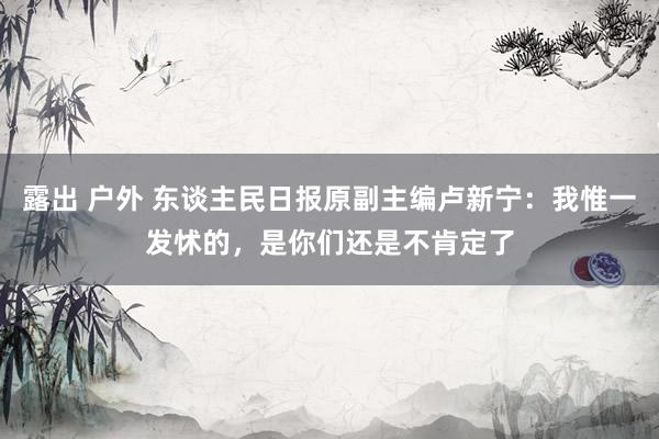 露出 户外 东谈主民日报原副主编卢新宁：我惟一发怵的，是你们还是不肯定了