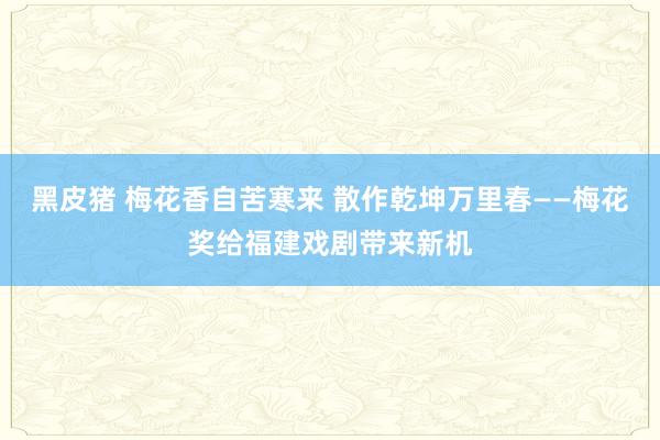 黑皮猪 梅花香自苦寒来 散作乾坤万里春——梅花奖给福建戏剧带来新机